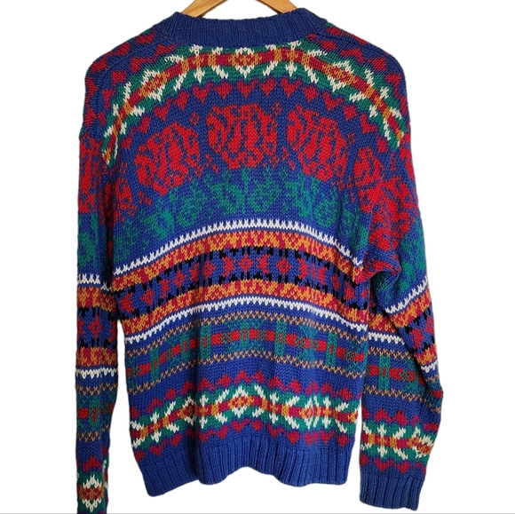 Vintage 80s bold print cardigan sweater - Picture 2 of 4